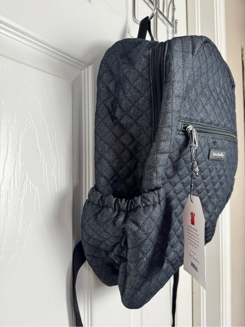 Vera Bradley Quilted Black Backpack with Front Zip Pocket New NWT - Picture 3 of 6